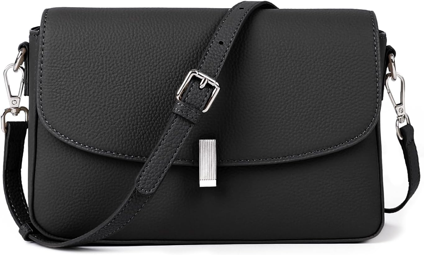 Leather Crossbody Bags for Women, Everyday Medium Purses Trendy, Women's Shoulder Handbags with Adjustable Strap