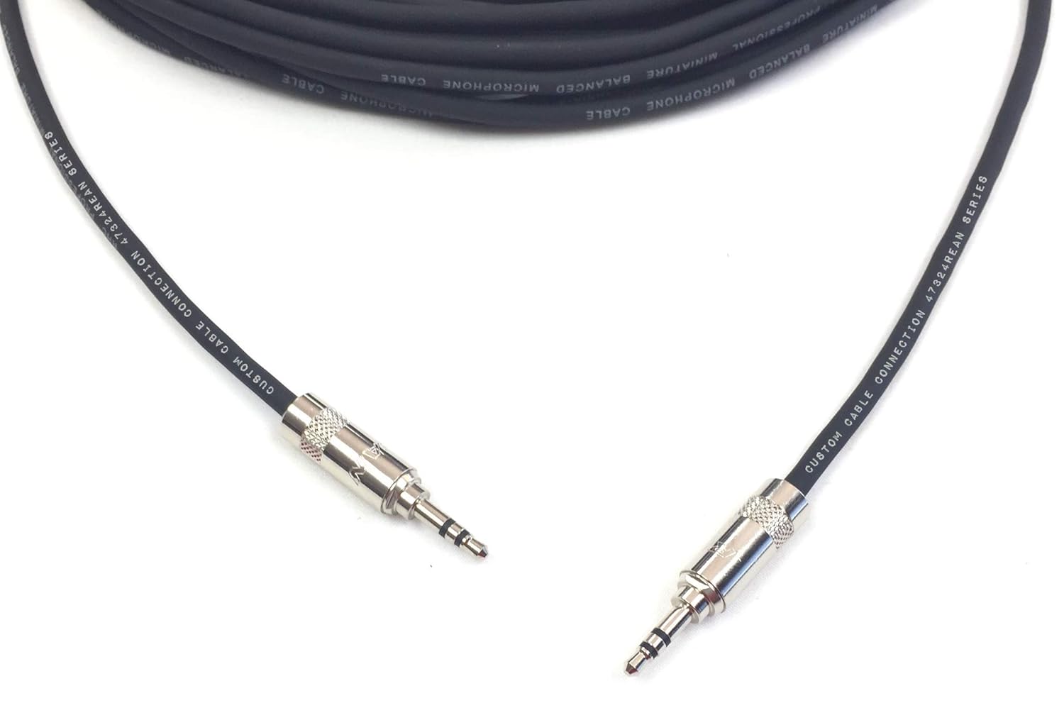 Custom Cable Connection 100 Foot Pro Audio 1/8 inch (3.5mm) REAN NYS231L TRS to 1/8 inch (3.5mm) REAN NYS231L TRS Balanced Cable