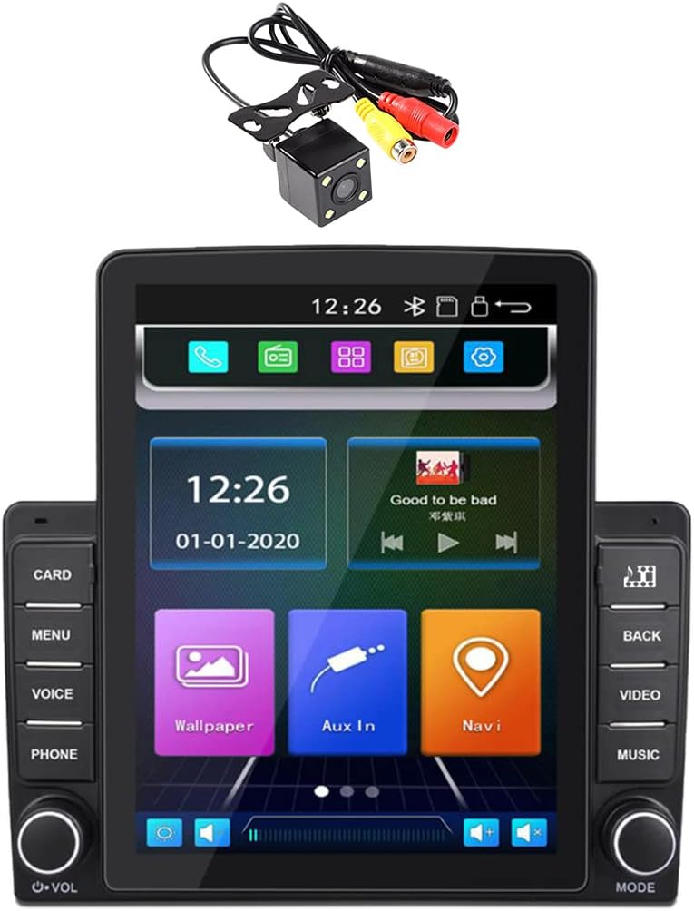 Carplay 9.5 Inch Vertical Screen Car Stereo FM Bluetooth Support SWC USB Mirror Link for Android/iOS+4LED Camera