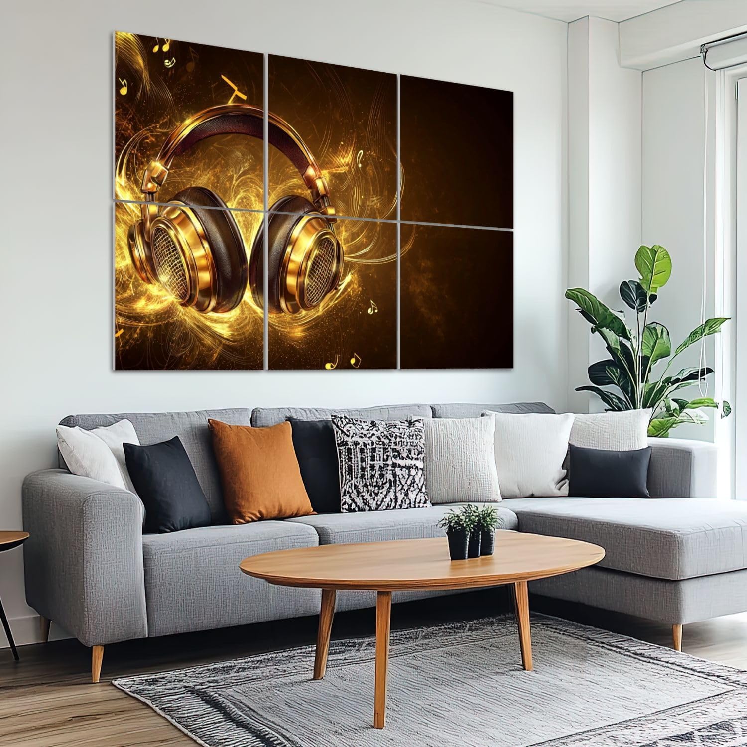 6 Pack Art Acoustic Panels Sound Absorbing Music Gold Metal Microphone Musical Note Golden Headphones Notes Decorative Soundproof Wall Panels Self Adhesive for Recording Studios Office 72