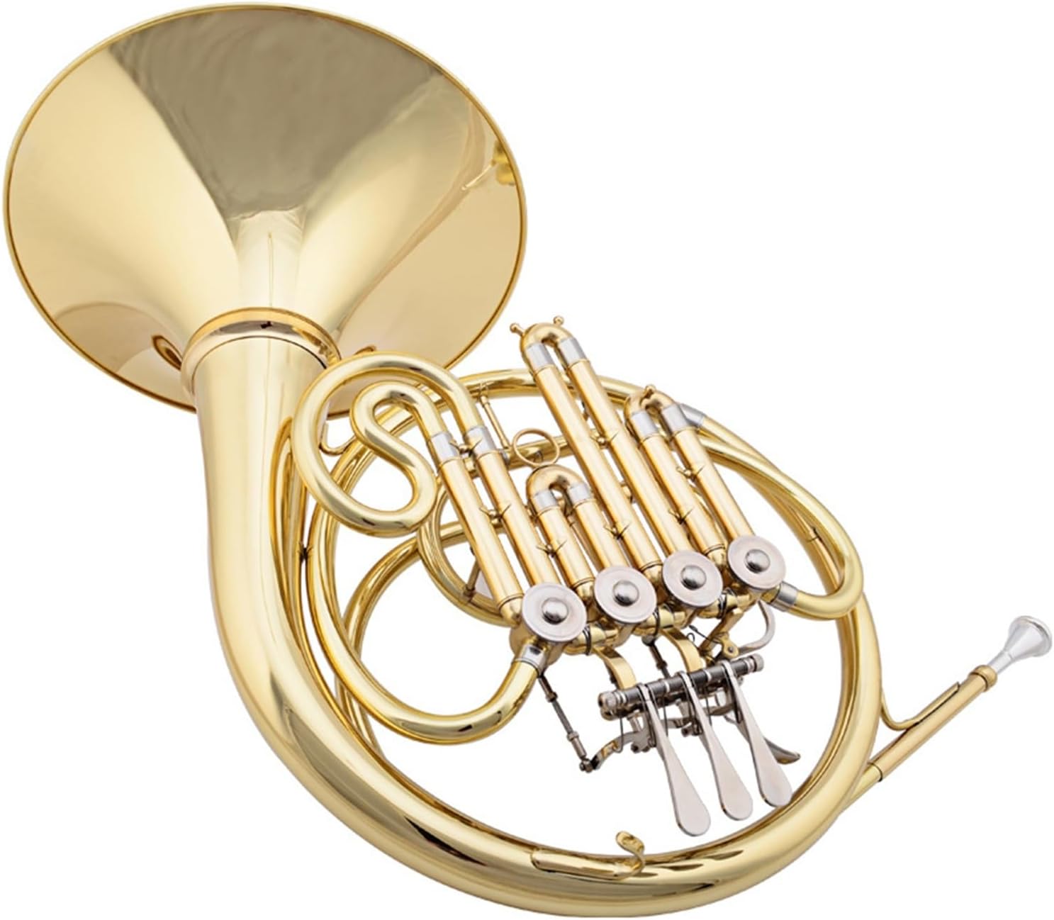 B flat 4 keys single row gold lacquered French horn