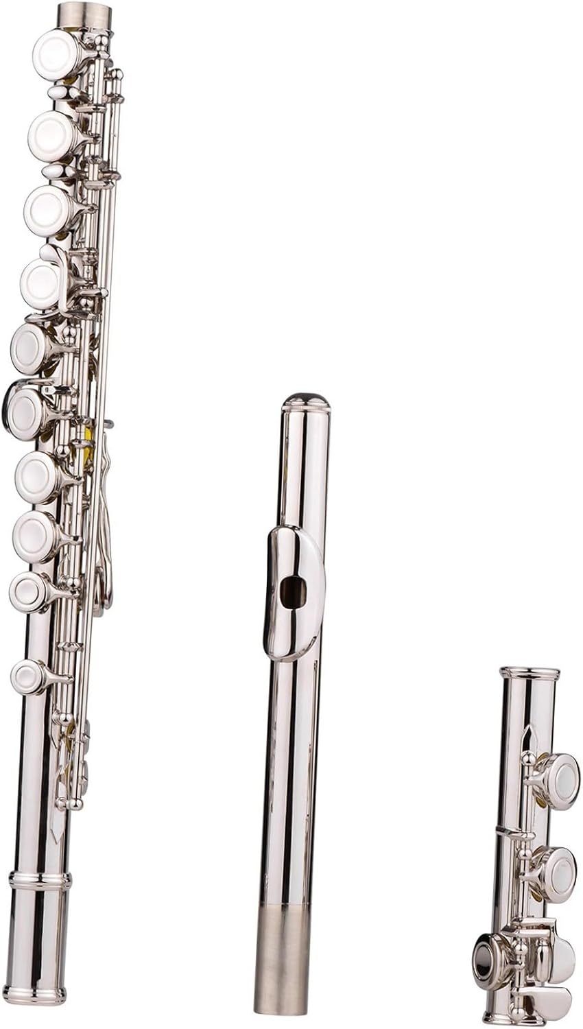 Flute Flute Nickel Plated 16 Hole C Key Cupronickel Woodwind Instrument with Gloves Flutes Musical Instruments