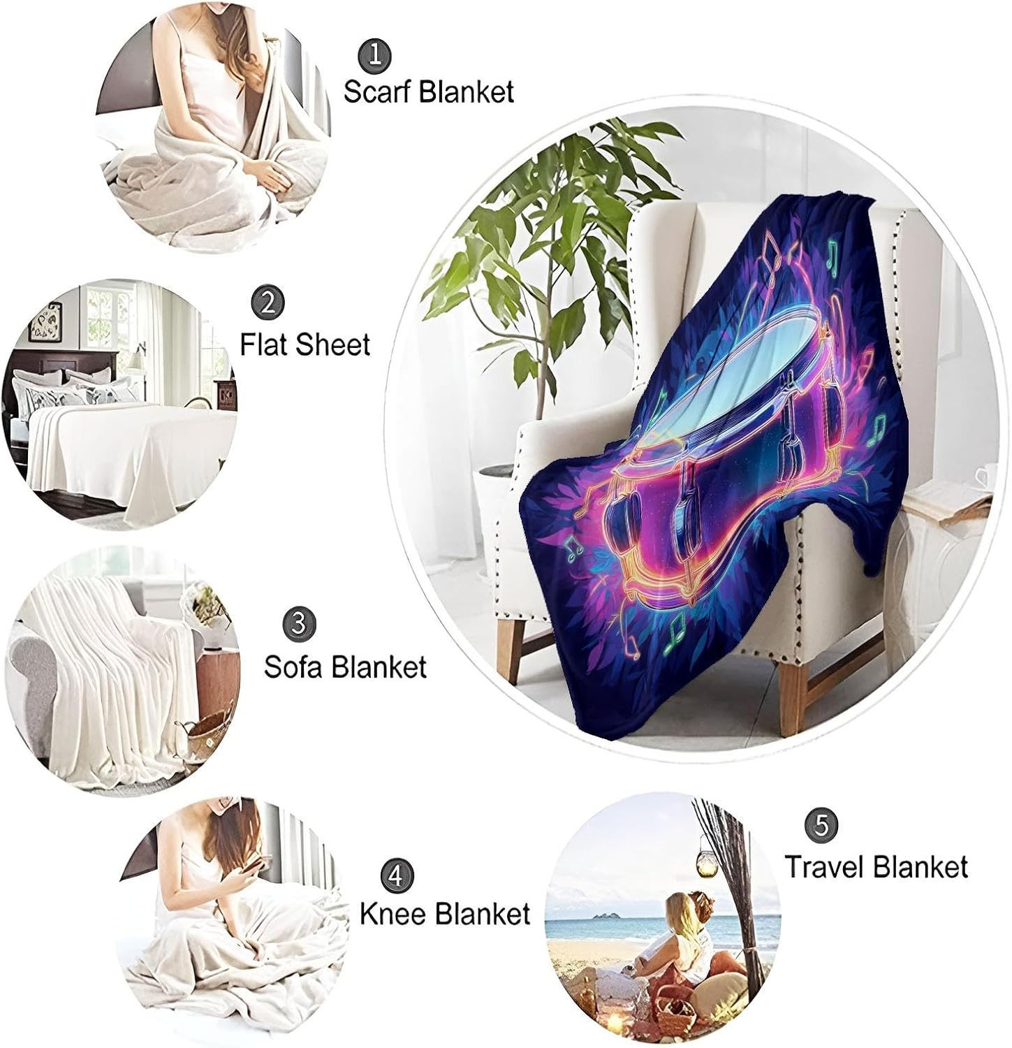 Throw Blanket Size for Couch Dark Blue Bedding Soft Lightweight Plush Drum Set Pattern Blankets, Sofa Bed Office Chair Throws for Boys Girls Modern Music Style Blanket Throws 90