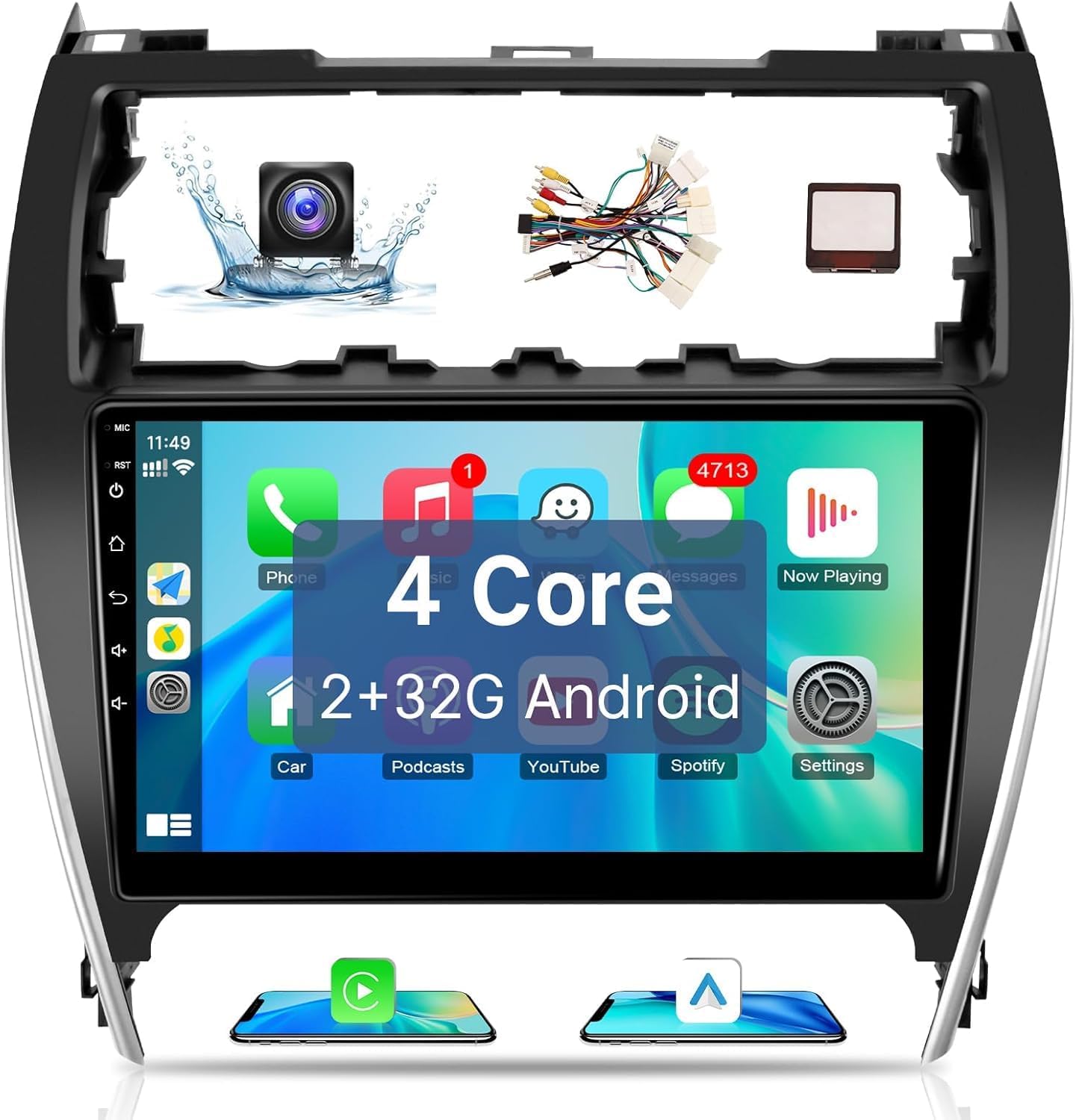 Leadfan Android Car Radio Stereo for Toyota Camry 2012 2013 2014 with Wireless CarPlay Android Auto, 10.1'' Touchscreen Buit-in WiFi BT5.1 GPS Navigation Backup Camera(Fit for Fcatory Large Screen)