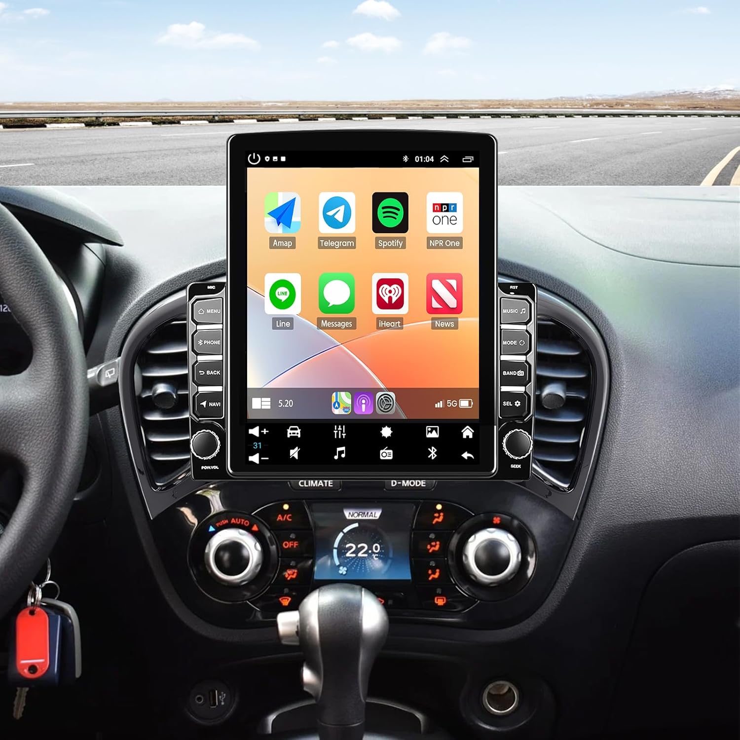 [4+64G] 9.7 Android 14 Car Stereo Radio Upgrade for Nissan Juke 2010 2011 2012 2013 2014 with Wireless Carplay Android Auto HD Touchscreen Car Radio with Bluetooth GPS WiFi SWC FM RDS Backup Camera