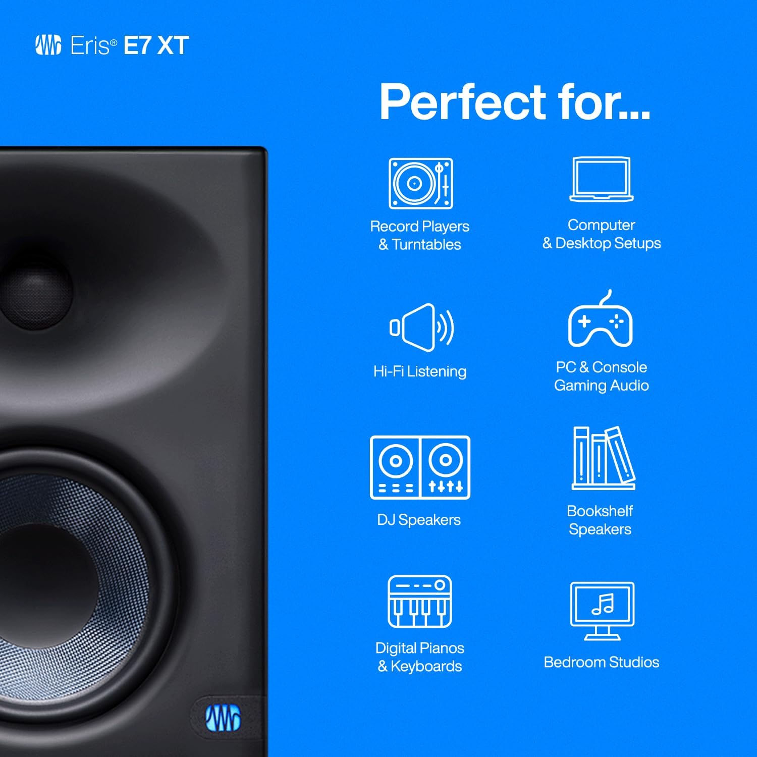 PreSonus Eris E7 XT 2-Way Active Studio Monitor with EBM Waveguide (Pack of 1)