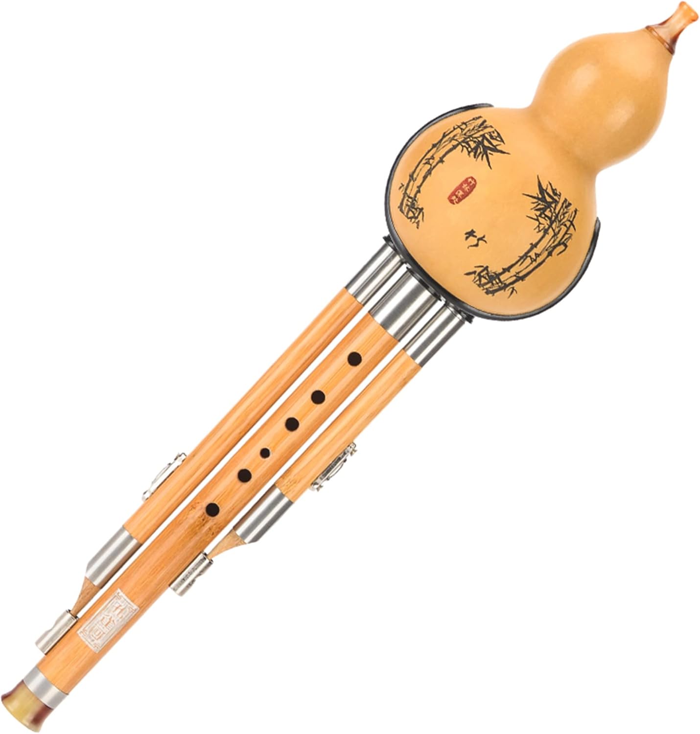 Hulusi Cucurbit Flute Anti Fall, Professional Can Be Split, Gourd Flute for Beginners，Easy to Learn Cucurbit Flute Ethnic Musical Instruments，Natural Purple Bamboo Woodwind