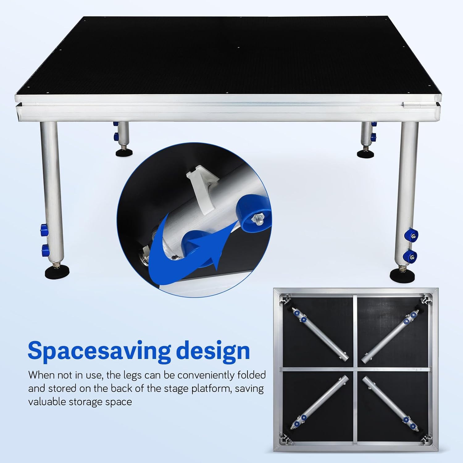 8‘ x 12’ Stage Platform, 6Pcs 10200LBS Capacity Stage with Antislip Surface, Adjustable Height (24