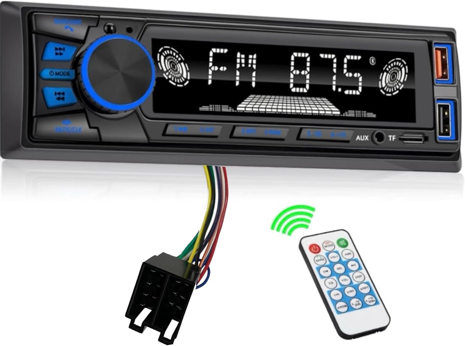 Bluetooth Single DIN John JD Deere Tractor Stereo with Handsfree and App Control FM/ MP3/SD/AUX/Dual USB/EQ/Quick Charge