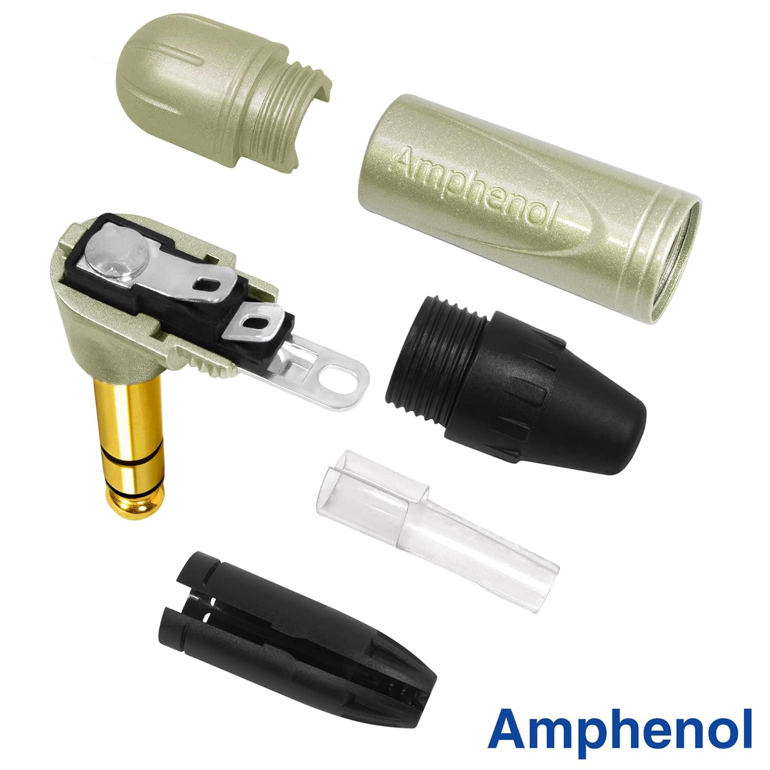 4 Units - 8 Foot - WBC-PRO-Quad Ultra-Silent Ultra-Flexible Balanced Star-Quad Cable with Amphenol QS3R-AU ¼ Inch (6.35mm) Gold Right-Angled TRS Stereo Phone Plugs & Black Tweed Jacket