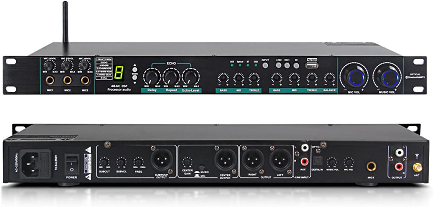 Audio Equalizer, Stereo Graphic Equalizer, Analog Reverberation Effect Combination, Digital Audio Optical Fiber Interface, Applicable to Various Audio, for Stage Amplifier