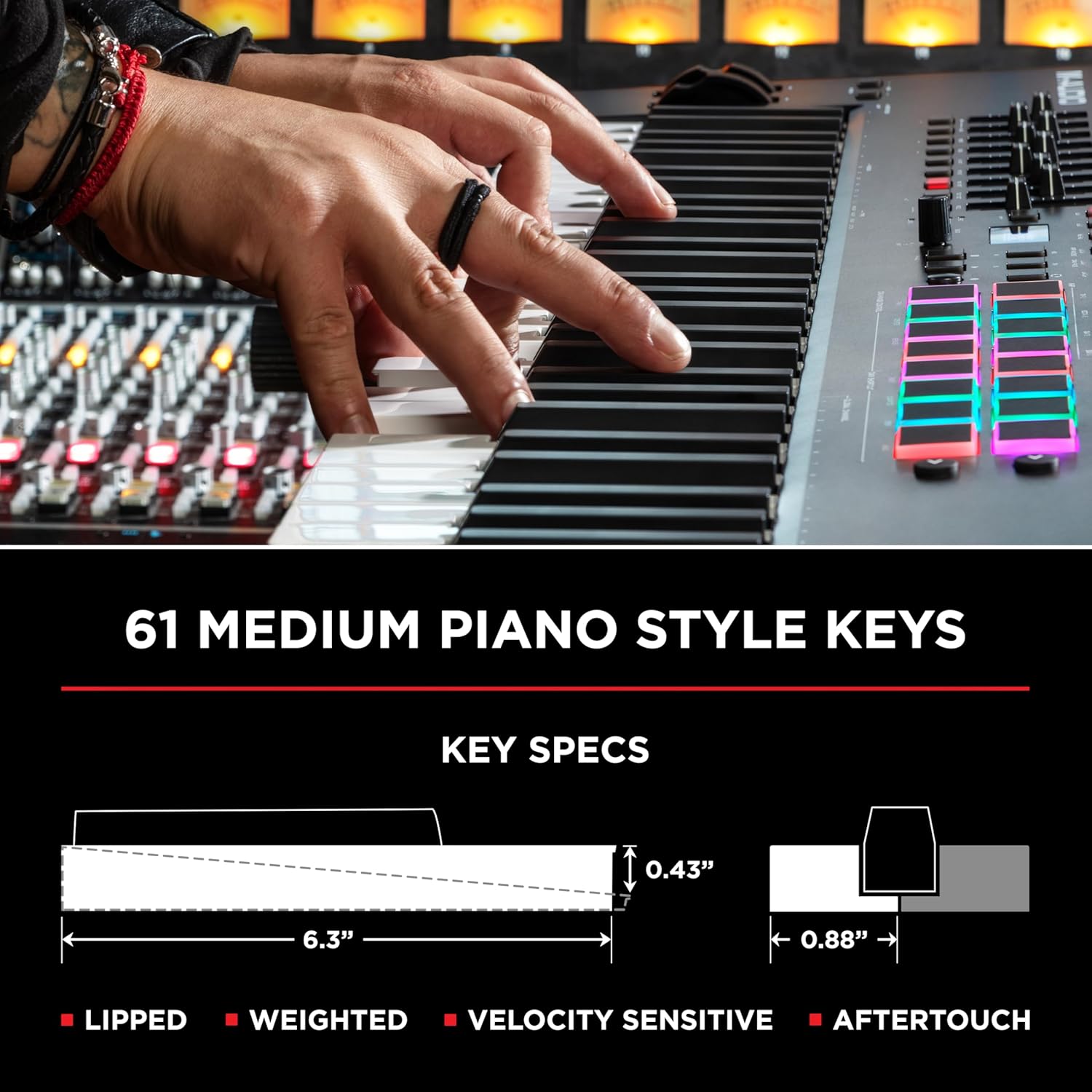 M-AUDIO Oxygen Pro 61 Key USB MIDI Keyboard Controller With Beat Pads, MIDI-assignable Knobs, Buttons and Faders, and Native Instruments Sound Package (NKS Integration)