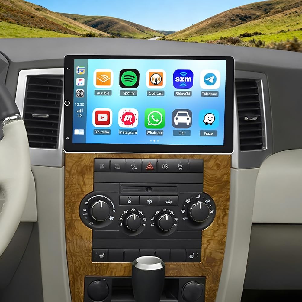 Android 14 Car Radio Stereo for Jeep Grand Cherokee 2005-2010 with Wireless CarPlay & Android Auto,10 inch Touchscreen Head Unit Car Stereo GPS & Bluetooth, Back-up Camera FM RDS DSP