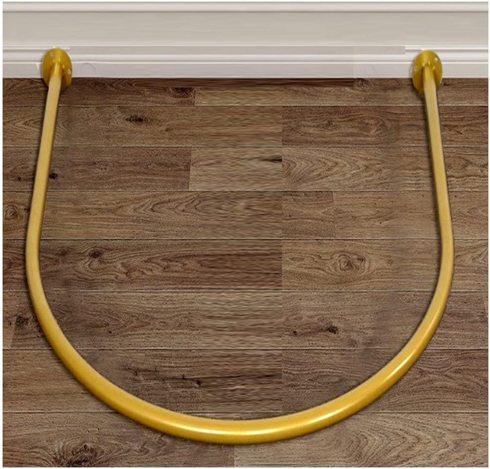 Black Metal U Shaped Shower Curtain Rod Wall Mount Decorative Bathroom Curtain Hanger for Bathtub Corner 100x...,Gold-100x100cm