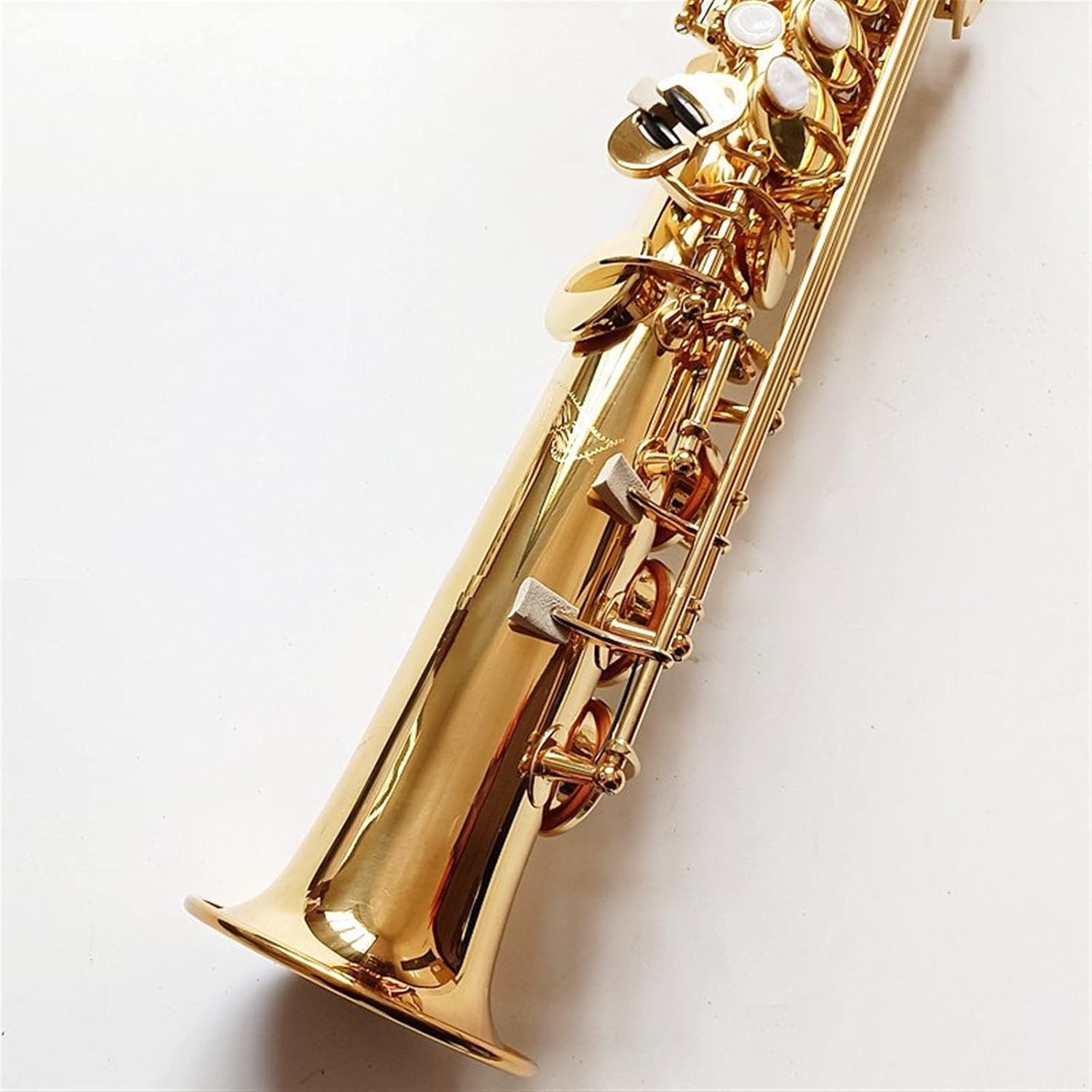 Brass Straight Bb B Flat Sax Saxophone Shell Key Carve Pattern Woodwind Instrument