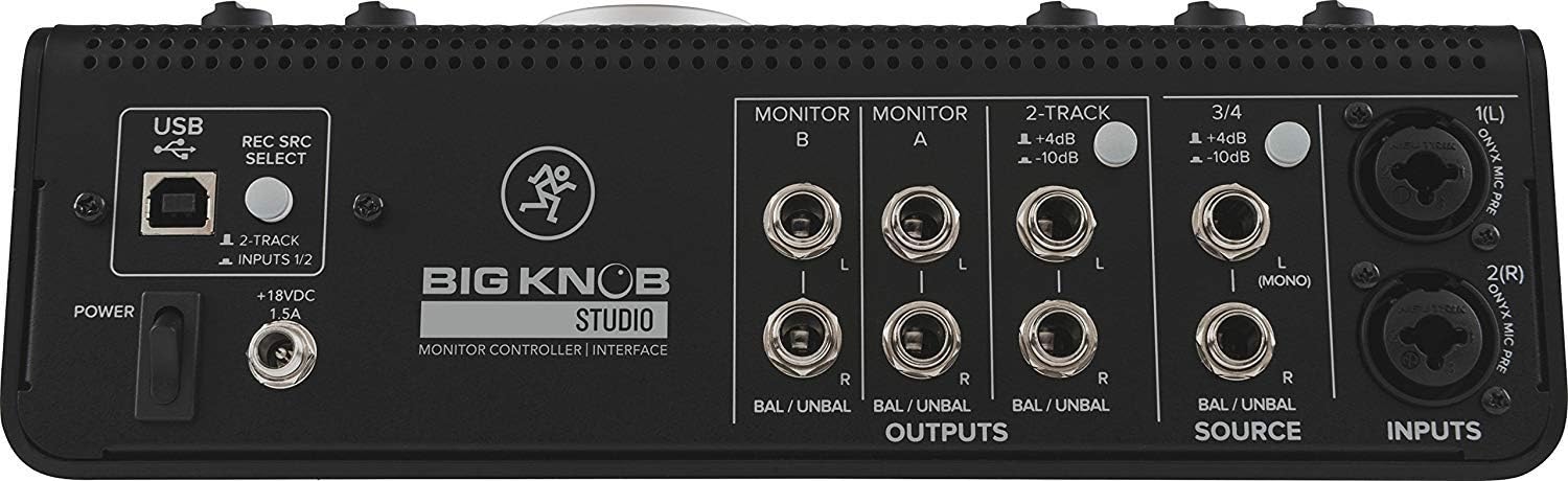Mackie Big Knob 3x2 Studio Monitor Controller + Pro Headphone with Pair of EMB XLR Cable and Gravity Magnet Phone Holder Bundle (BNS+TH02 (2)+M)