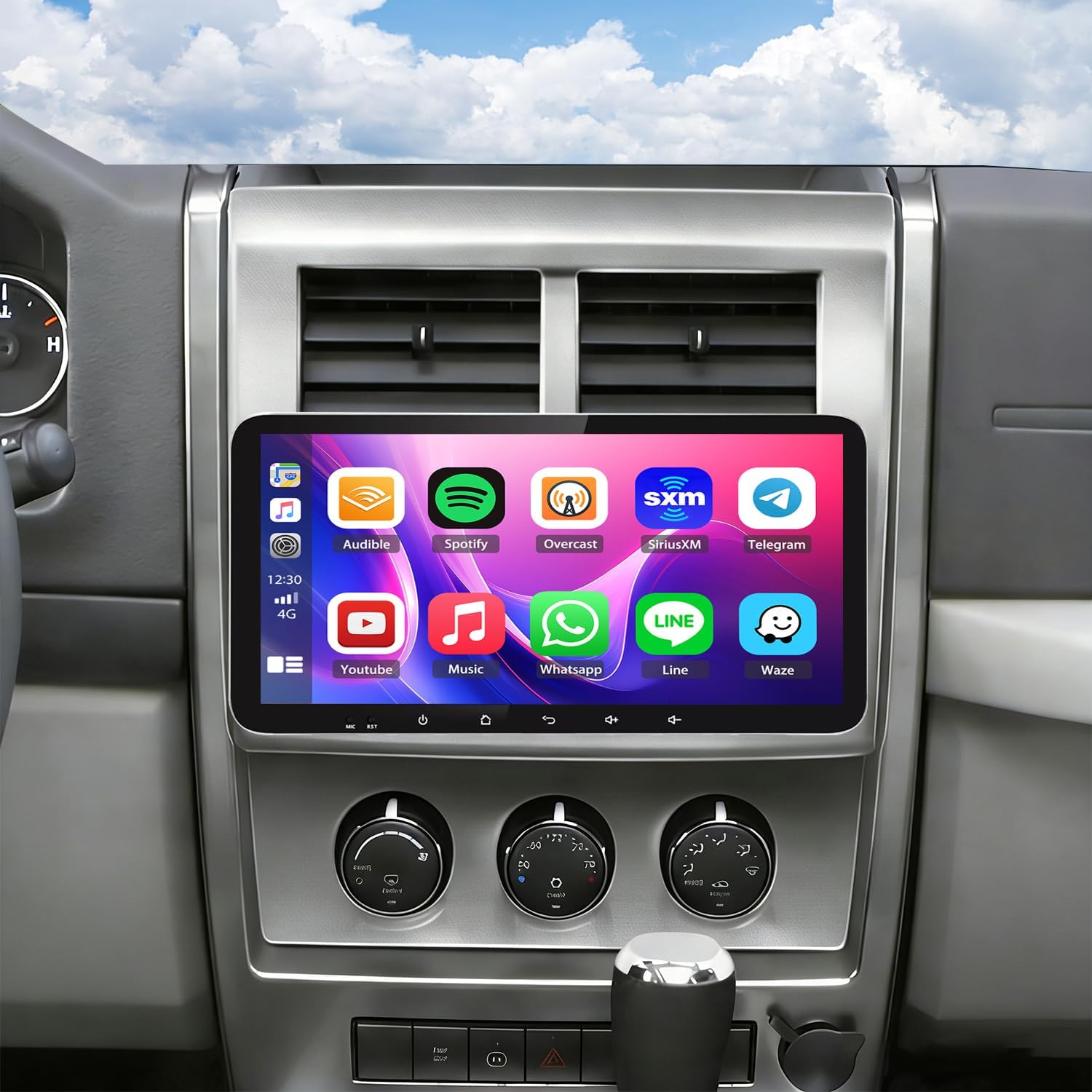 10.33 Inch Android 13 Car Stereo for Jeep Liberty 2008-2012, w/Wireless CarPlay & Android Auto, 4G+64G, Touch Screen, Head Unit, Mirror Link, Bluetooth, GPS Navigation, WiFi,SWC,Backup Camera