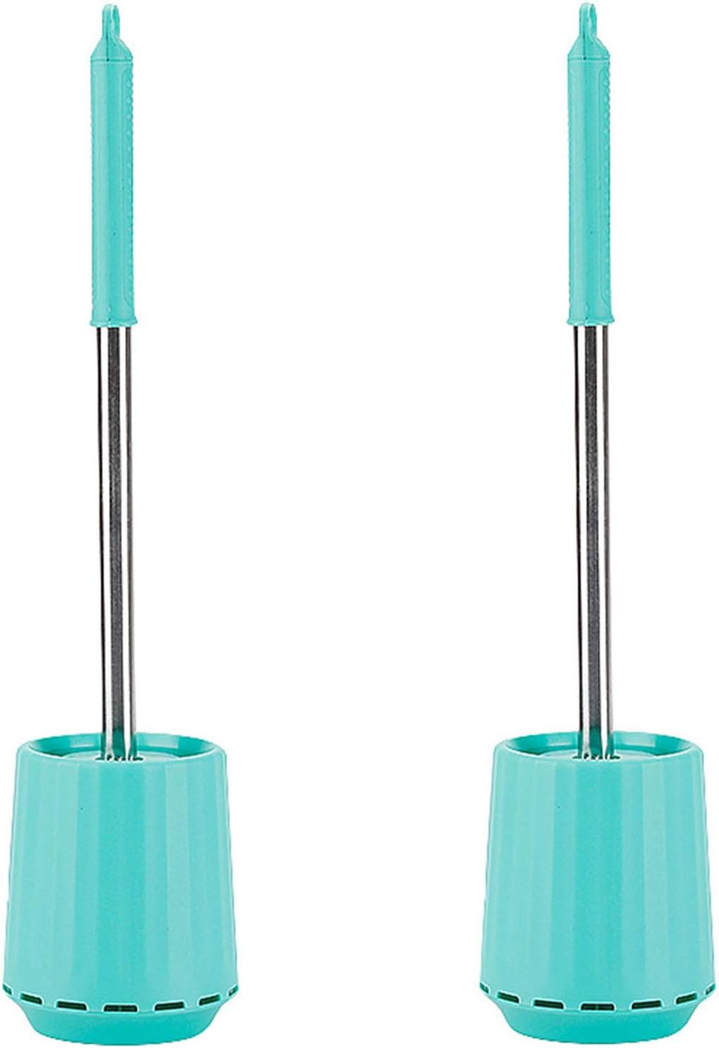 NLIAN- Toilet Brush with Holder, Bathroom TPE Brush Head and Quick Drying Holders Set 45cm Lengthened Handle Bathroom Brushes and Holders Green 2PCS 11x12x46cm