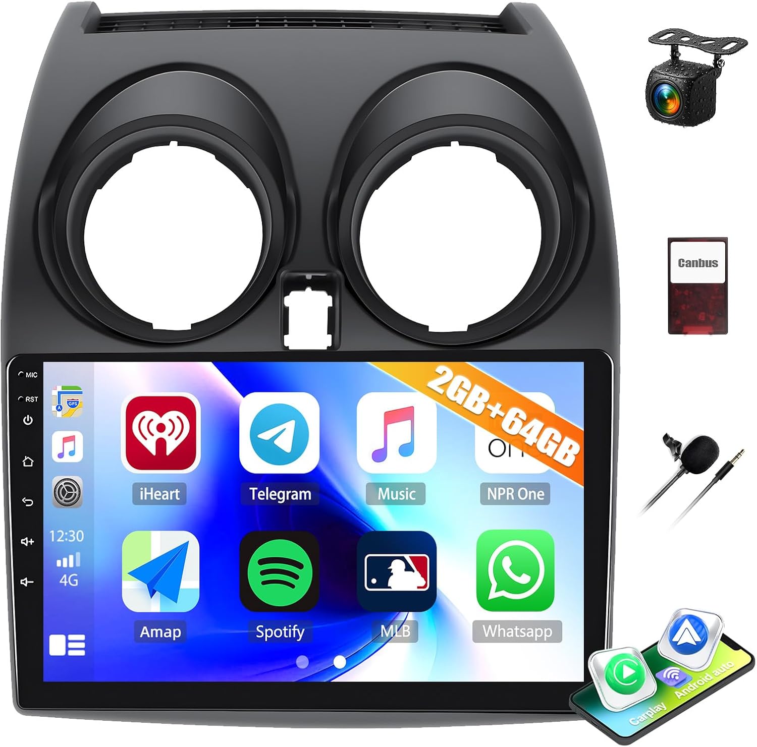 2G+64G Android 13 Car Stereo for Nissan Rogue 2008-2013 with Wireless CarPlay Android Auto, 9