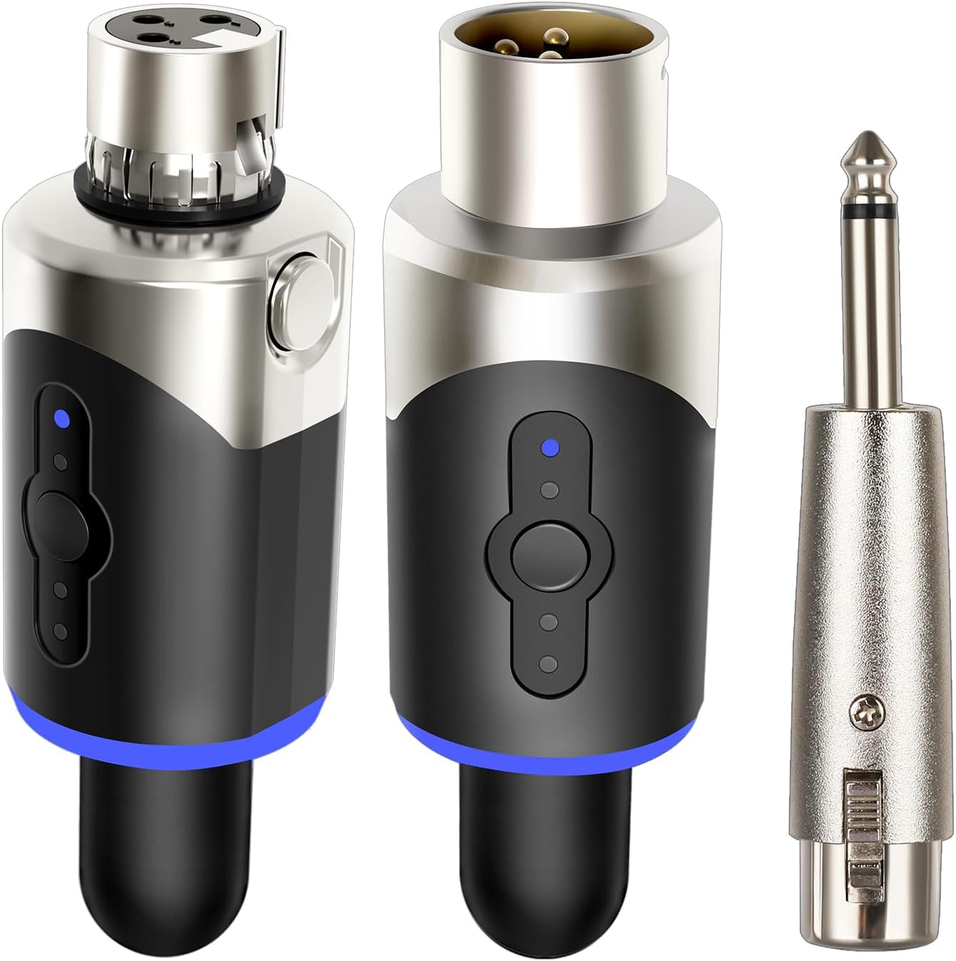 UHF Wireless XLR Microphone Transmitter Receiver Plug-on Mic Adapter 4 Channels Wireless Microphone System for Dynamic Microphones PA System and Audio Mixer DSLR Camera (SW-007)