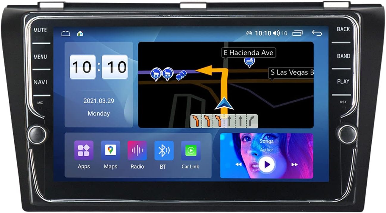 Car Multimedia MP5 Player with FM Radio Rear View Camera 9 Inch HD Touch Screen Car Stereo Support Carplay/DSP/RDS/Mirrorlink/DAB+/SWC, for Mazda 3 2004-2009 Car Audio