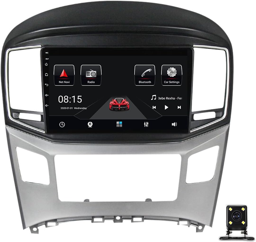 Double Din Car Stereo with Bluetooth, Carplay, Android Auto, Steering Wheel Controls, Backup Camera, 9 Inch Touch Screen, FM Car Radio Receiver for Hyundai H1 2017-2018