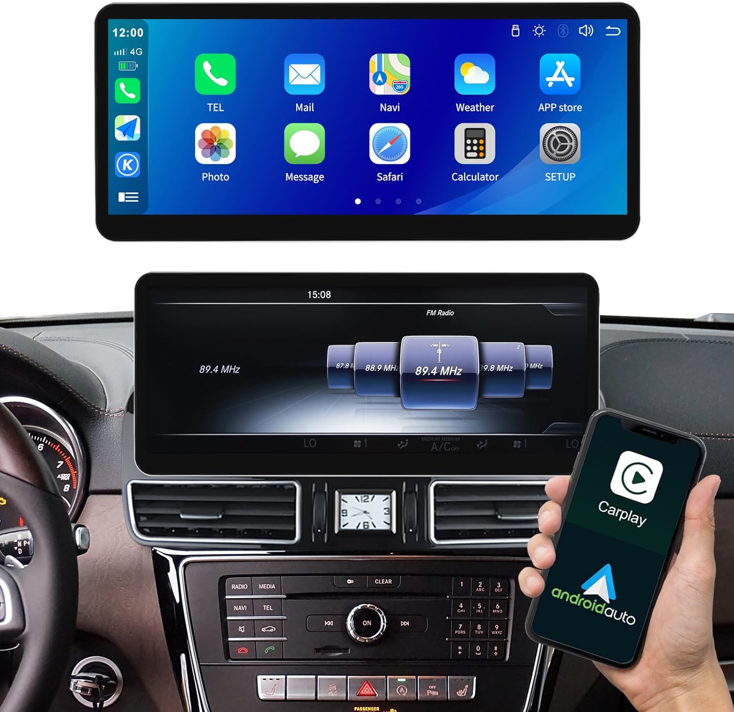 12.3 Inch Display Screen Car Radio for Mercedes Benz GLE GLS 2016-2018 with NTG5.0 System Support Wireless Carplay Android Auto Mirrorlink Siri Bluetooth GPS