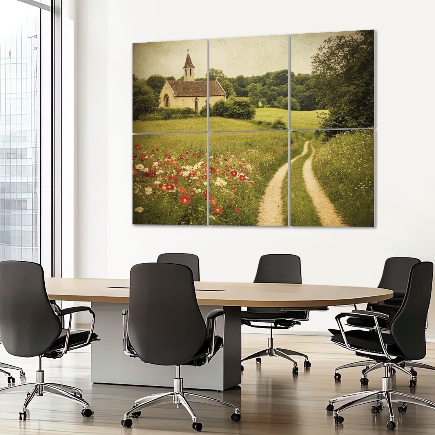 6 Pack Art Acoustic Panels Sound Absorbing Rustic Fall Flower Vintage Decor Landscape Nature Country Wildflower Decorative Soundproof Wall Panels Self Adhesive for Recording Studios Office 72