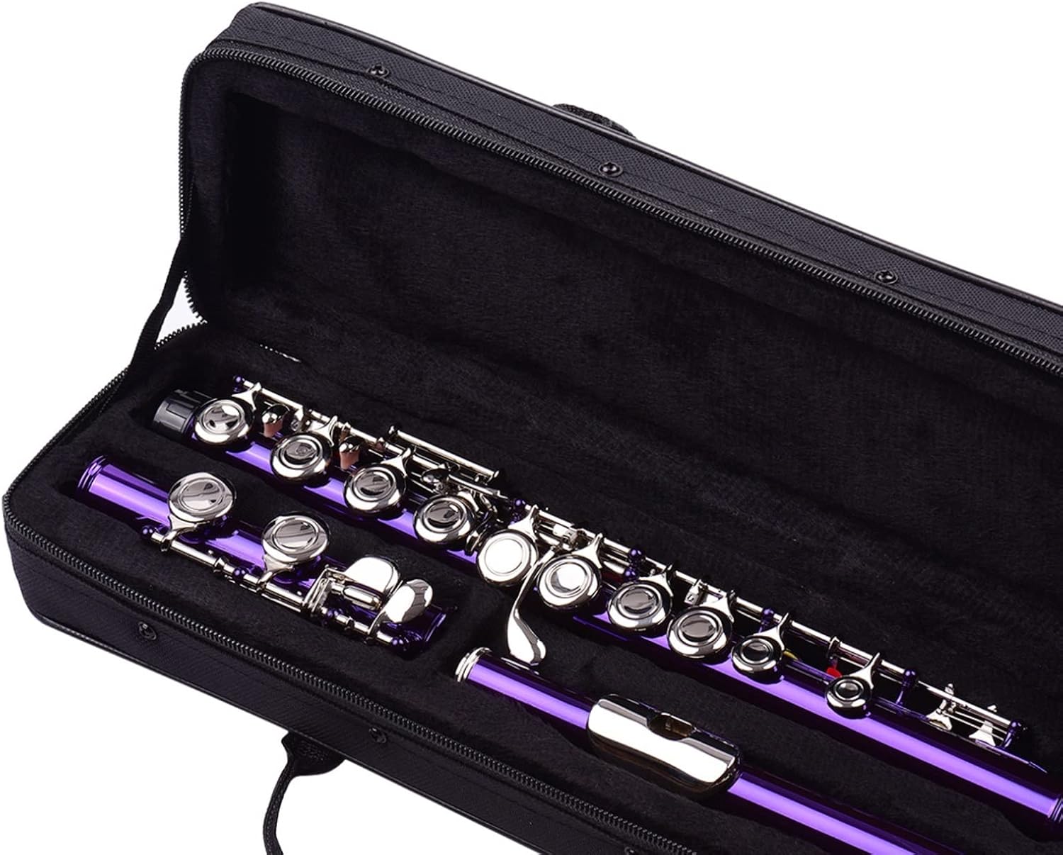 Flute Kit Closed Hole C Flute 16 Keys Cupronickel Nickel- Plated Wind Instrument with Carry Case Flute Stand Gloves Cleaning Cloth Intermediate Flute (Color : Purple)