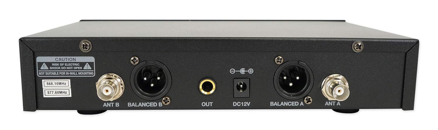 Rockville RWM81U Dual UHF Wireless Headset & Guitar Microphone System, LCD Display, Long Range, for Live Performances & Presentations