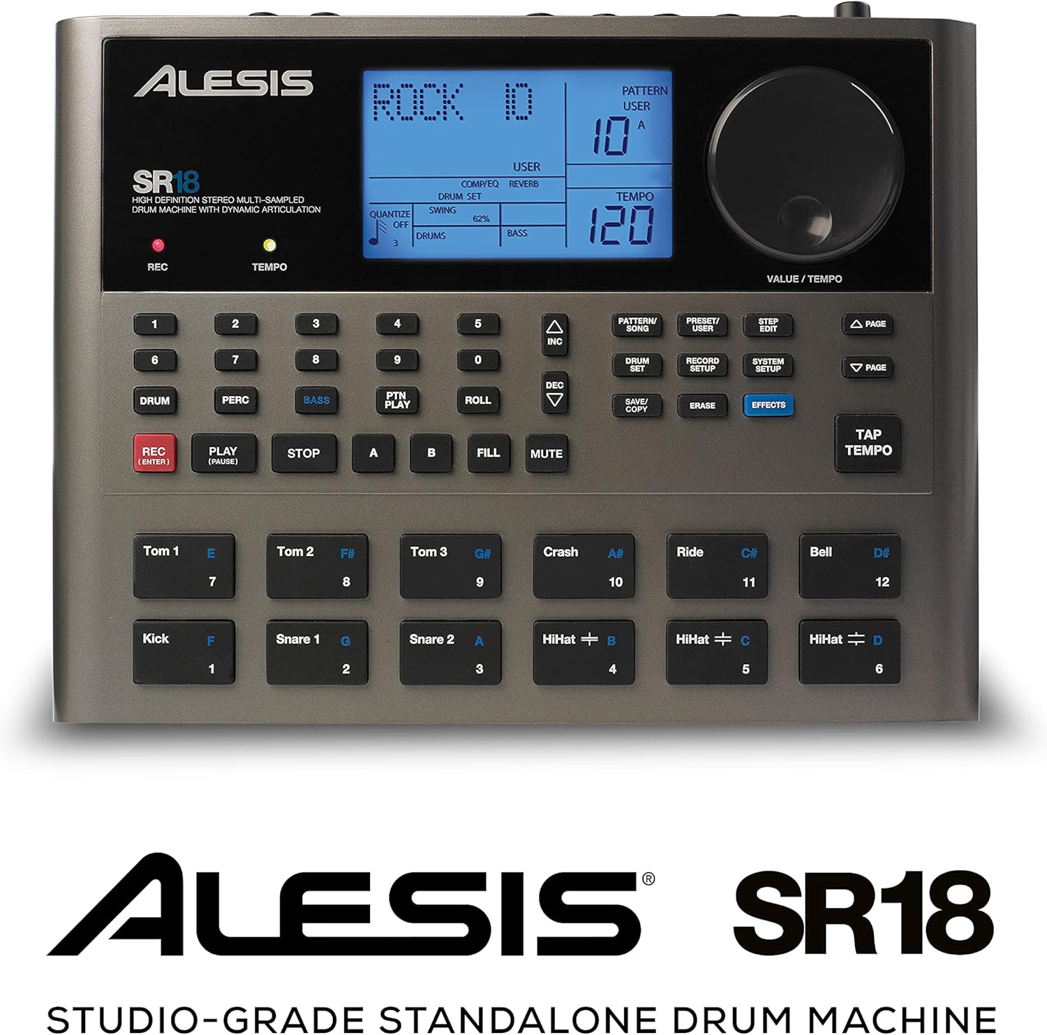 Alesis SR-18 - Studio-Grade Standalone Drum Machine With On-Board Sound Library, Performance Driven I/O and In-Built Effects/Processors