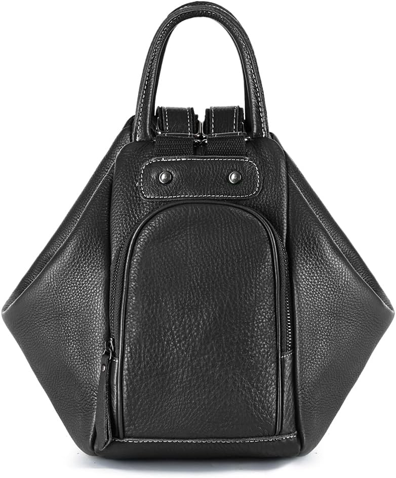 zency Leather Transformer Backpack, Weekender Travel Bags for Women, Large Capacity Carry on Tote Bag (black)