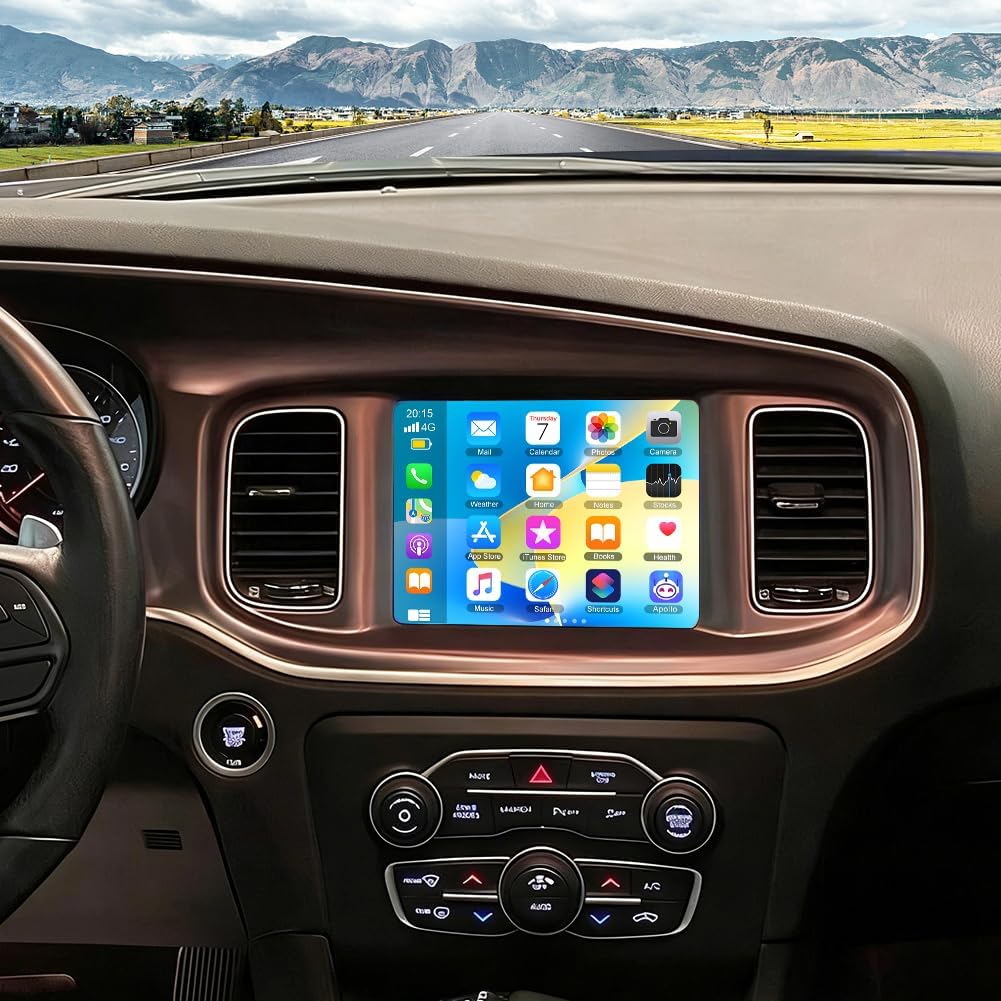 2G+64G Car Radio Upgrade for Dodge Charger RT 2016 with Wireless CarPlay and Android Auto, 8.4 Inch Touchscreen Android 14 Double Din Car Stereo w/Bluetooth GPS WiFi FM RDS SWC Camera