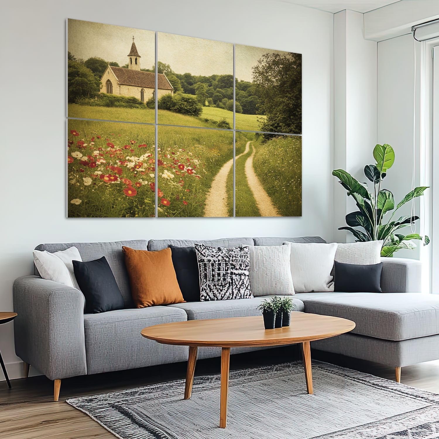 6 Pack Art Acoustic Panels Sound Absorbing Rustic Fall Flower Vintage Decor Landscape Nature Country Wildflower Decorative Soundproof Wall Panels Self Adhesive for Recording Studios Office 72