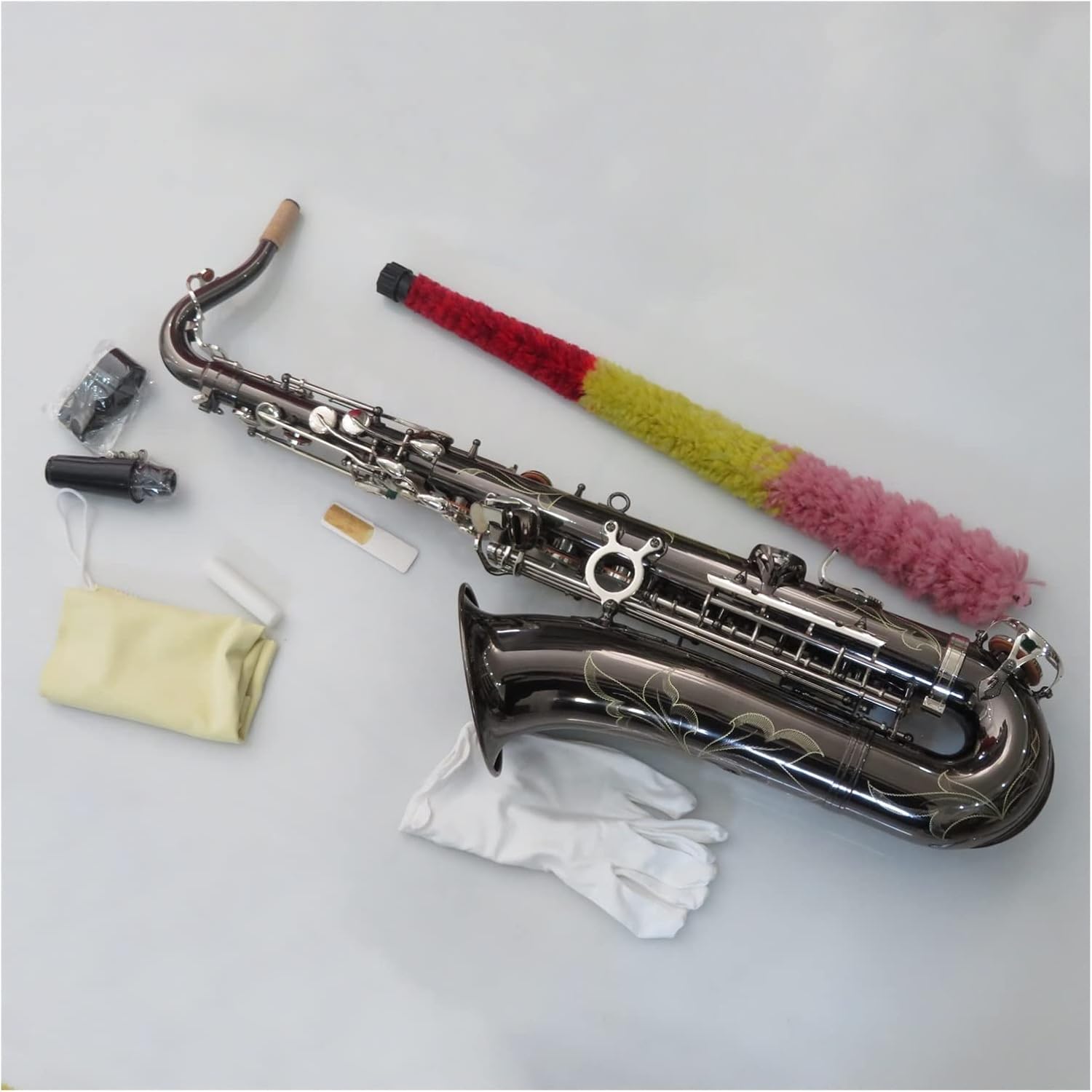 Yellow Brass C Melody Saxophone with Case Black Nickel Sax Musical Woodwind Instruments Beginner Saxophone