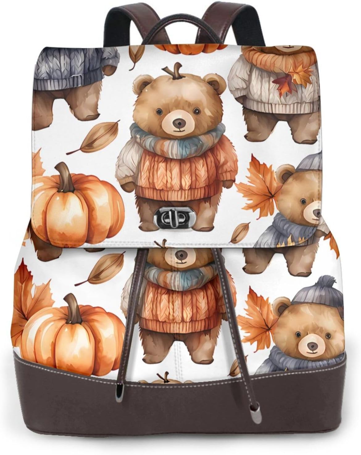 Pumpkin Bear for Womens Backpack Purse Microfiber PU Anti-theft Large Fashion Designer Travel Bag Ladies Shoulder Bags