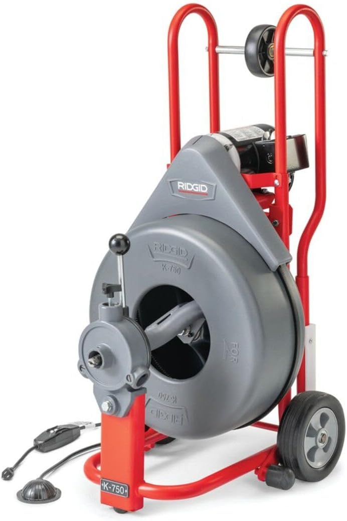 RIDGID 41977 K-750-SE Drum Machine Kit with Auto Feed for Drain/Sewer Lines