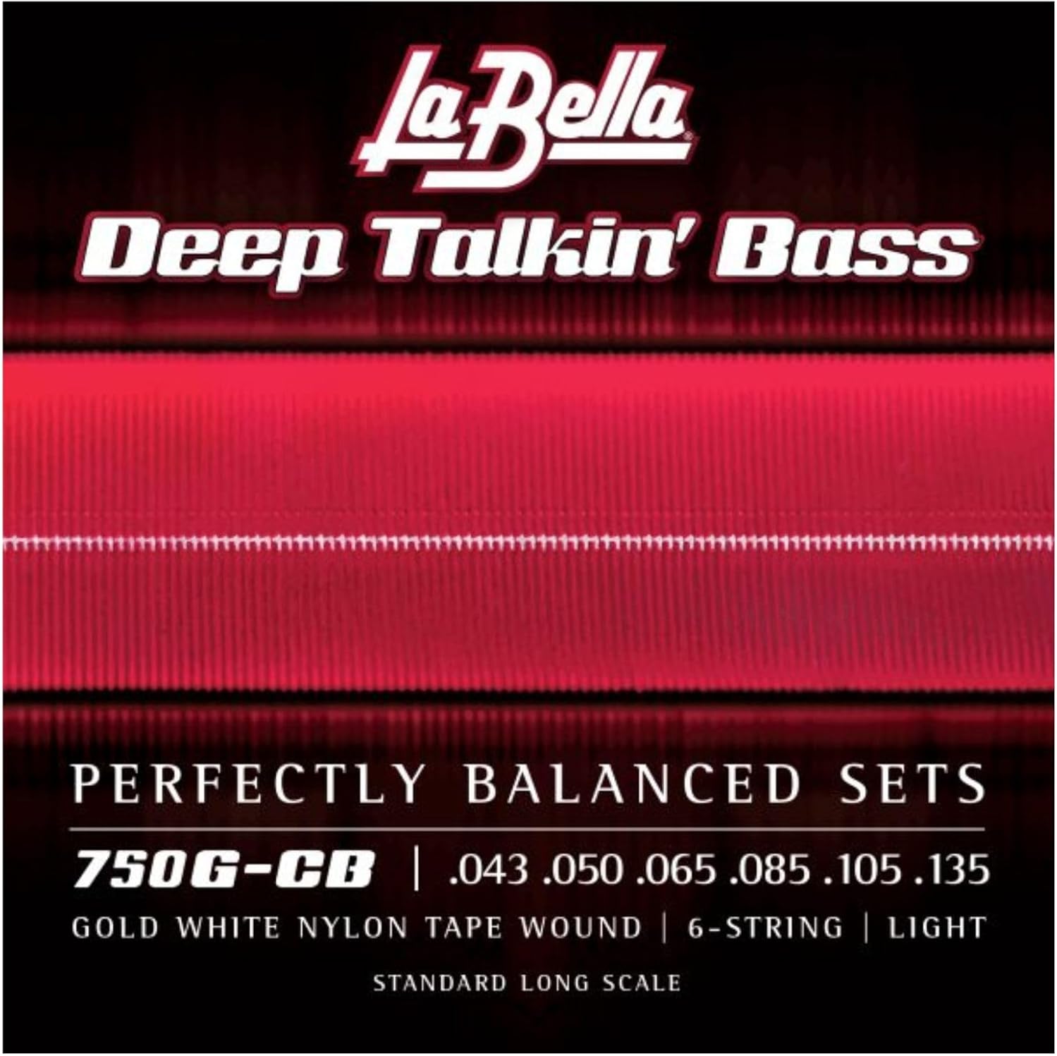La Bella 750G-CB Deep Talkin Brass Gold White Nylon Tape Wound 6-String Light Standard Long Scale 43-135