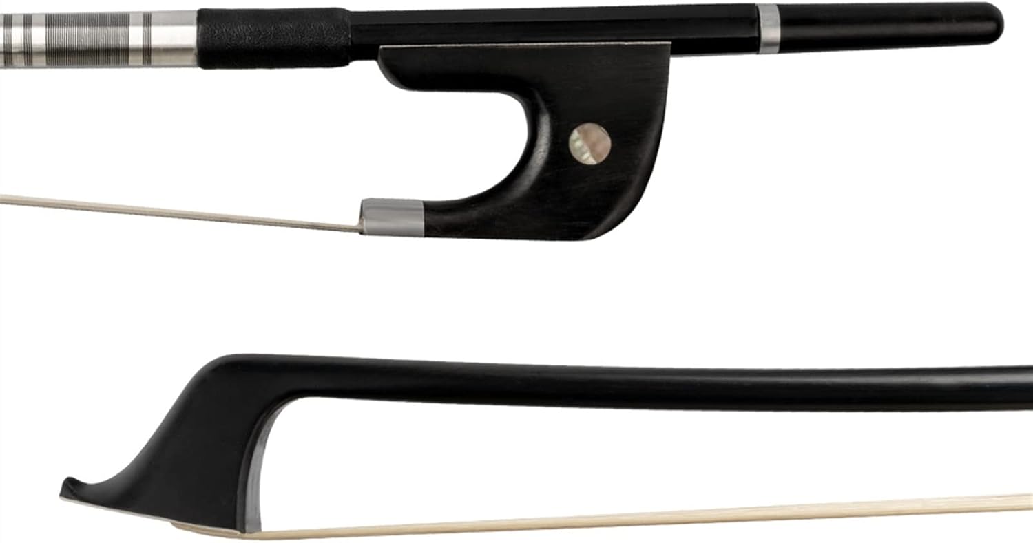 TSTS 4/4-1/8 Size Bass Bow Carbon Fiber Unbleached Mongolian Horsehair Ebony Frog with Parisian Eye Full Size Violin Bow (Color : 1/4)