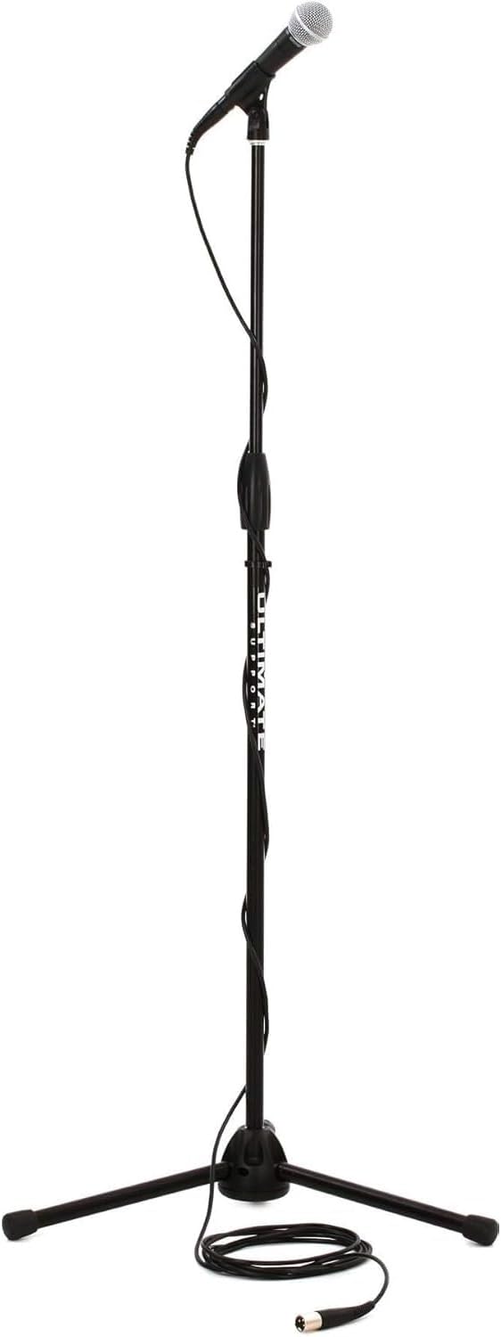 Shure SM58 Pro XLR Dynamic Microphone Stage Performance Kit with 15-Foot XLR-XLR Cable, Stand, A25D Clip and Bag - Professional Studio & Live Performance Cardioid Mic for Vocals (SM58-CN BTS)