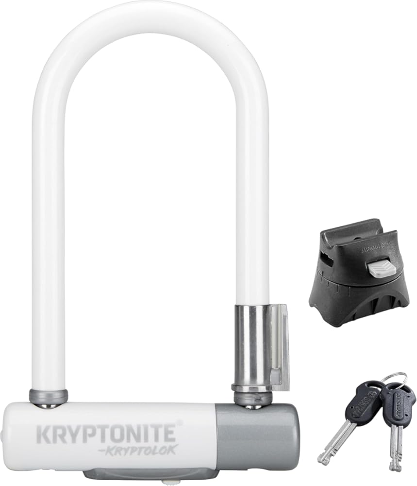 Kryptonite Kryptolok Mini-7 Bike U-Lock, Heavy Duty Anti-Theft Bicycle U Lock, 12.7mm Shackle with Mounting Bracket and Keys, High Security Lock for Bicycles Scooters