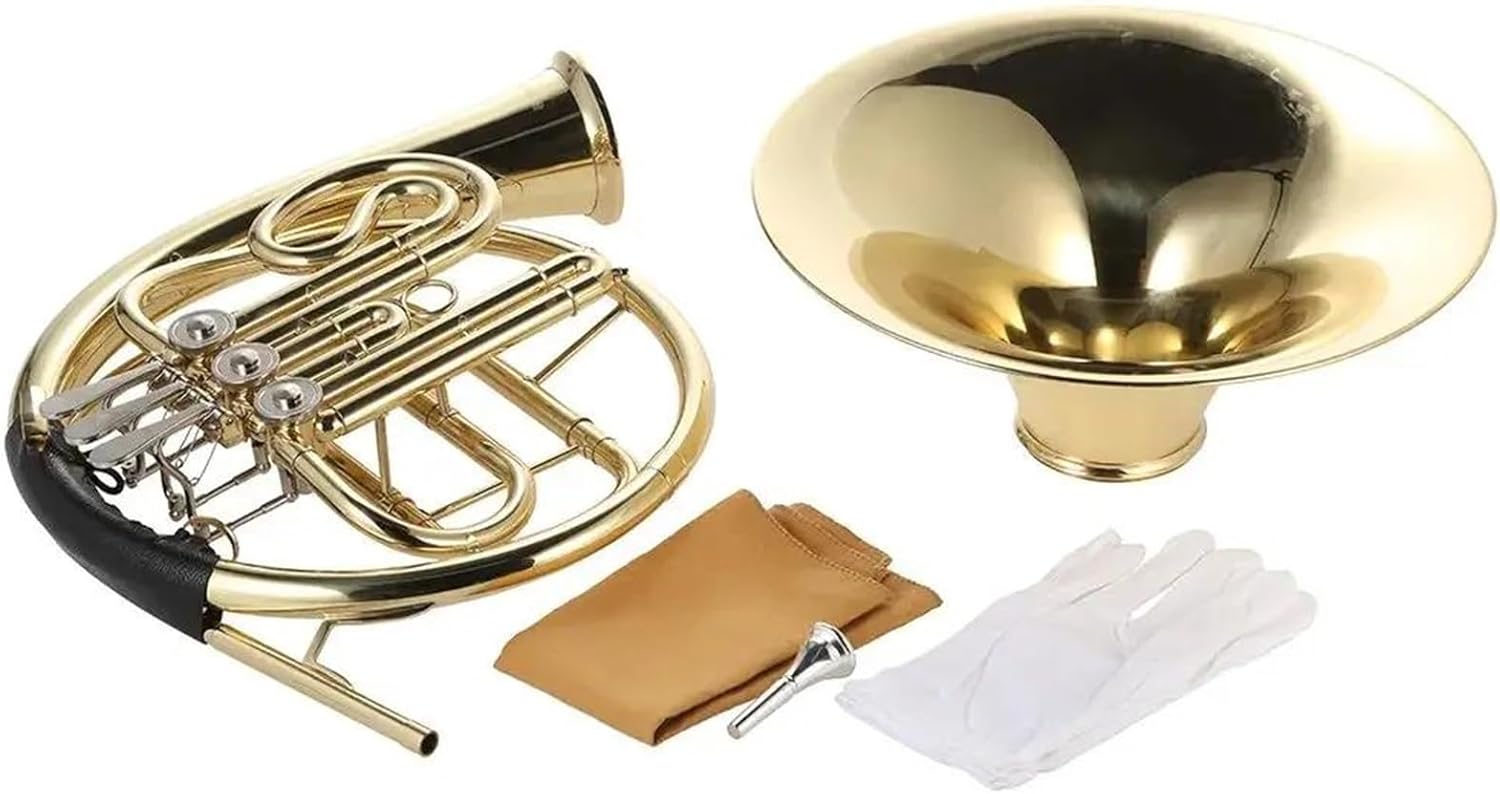Brass French Horn French Horn B/Bb Flat 3 Key Brass Gold Lacquer Single Split Wind Instrument