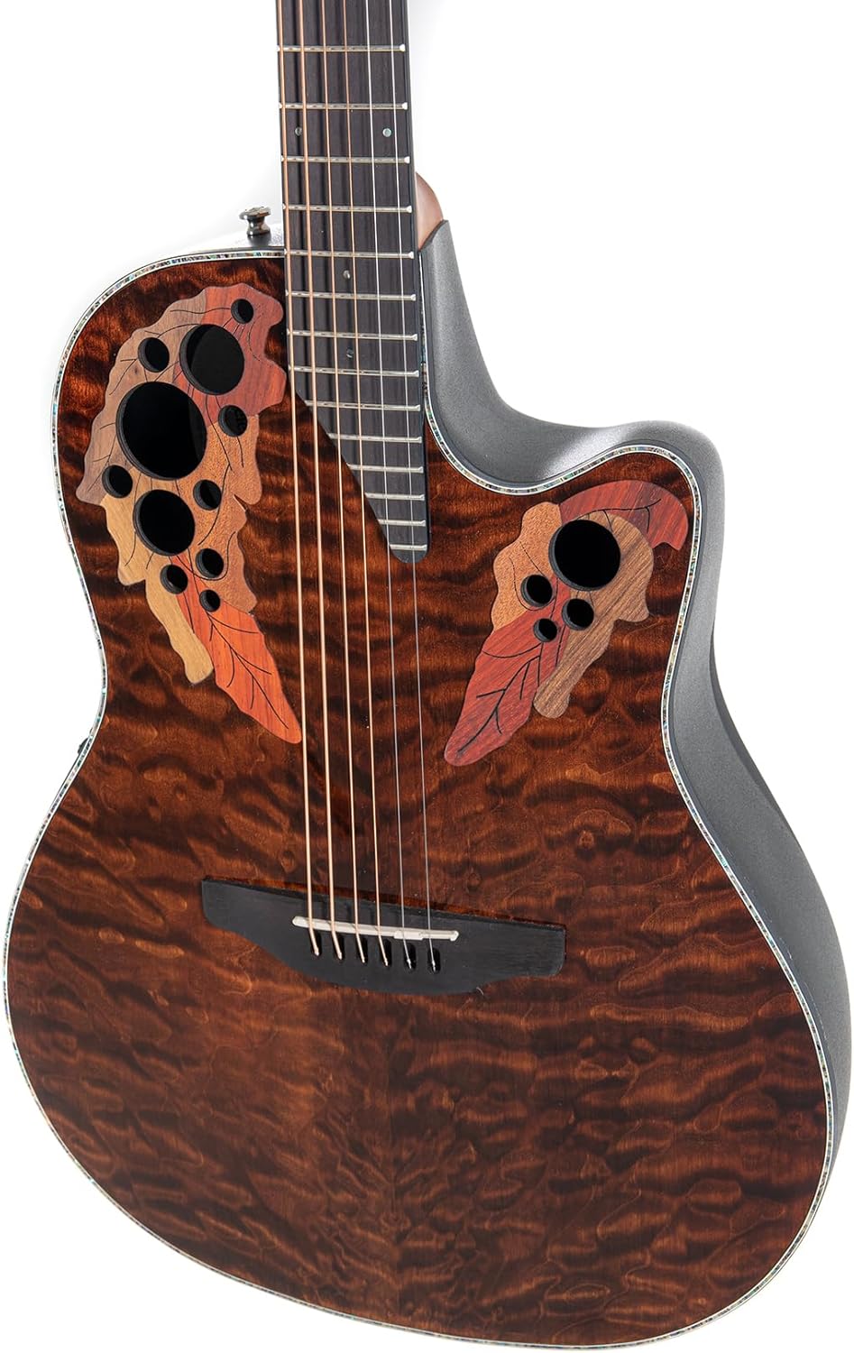 Ovation Celebrity Elite Plus CE44P-TGE A/E Guitar - Dark Tiger Eye, Black