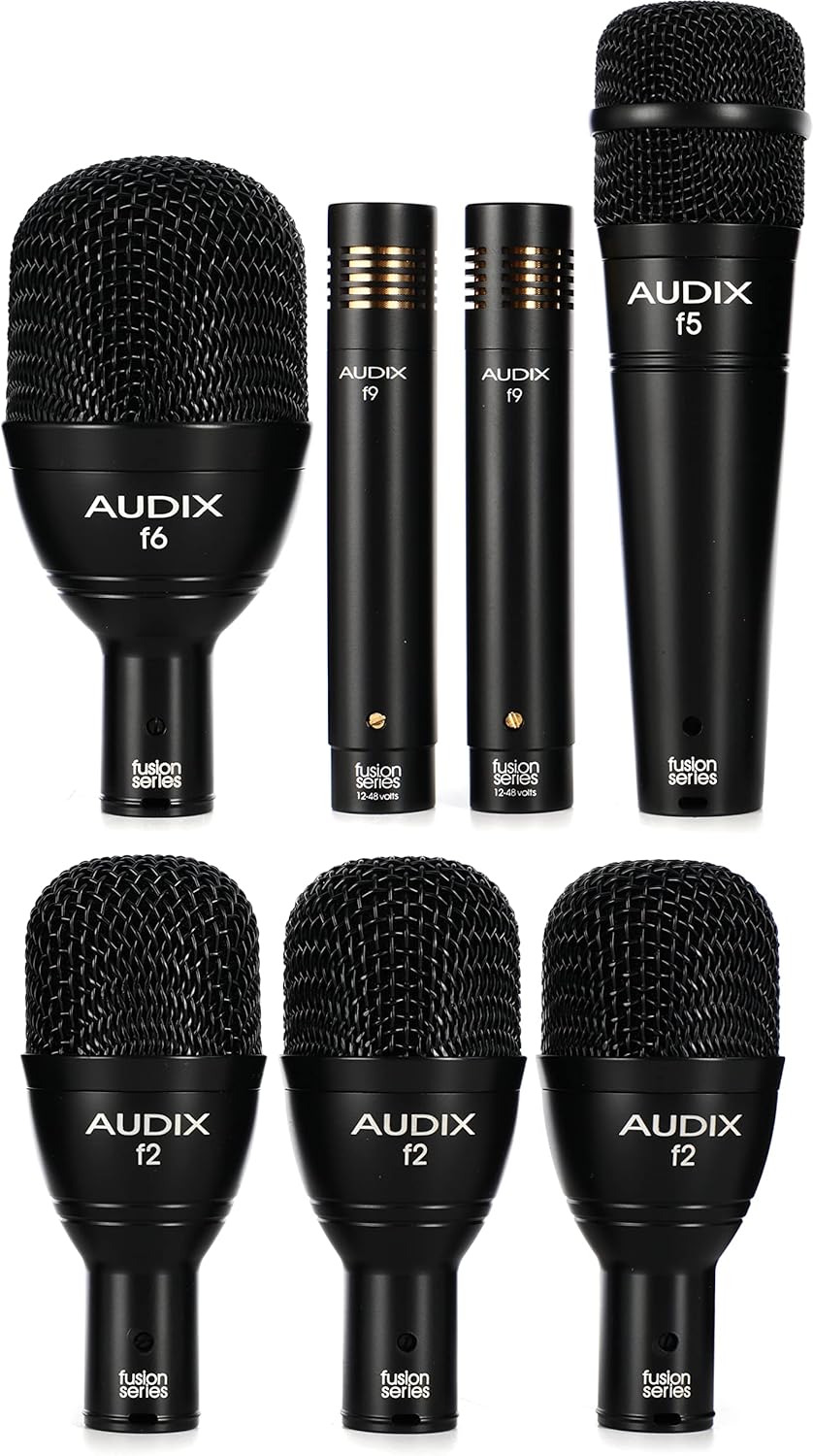 AUDIX FP7 Fusion Series 7-Piece Drum Mic Kit for Kick, Snare, Toms, and Overheads with Travel Case - Black