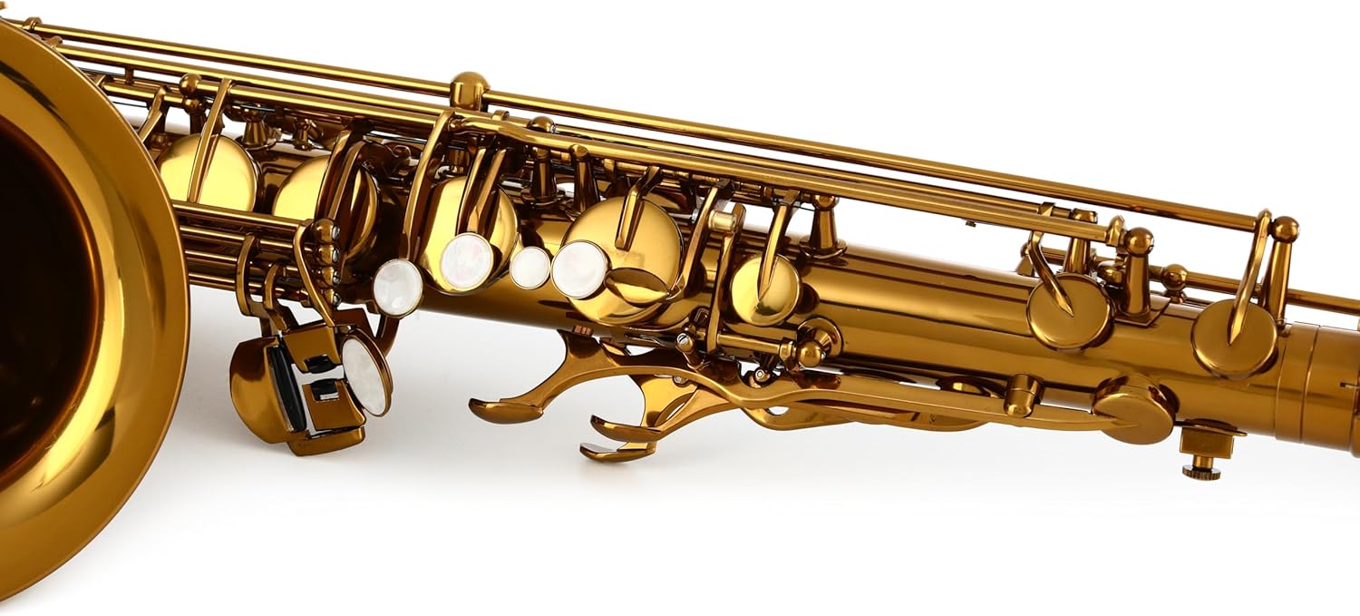 BetterSax Classic Tenor Saxophone - Professional-Grade Instrument with Dark Gold Lacquer Finish - Complete Kit for Beginners and Pros - Includes Mouthpiece, Neckstrap, and Durable Case