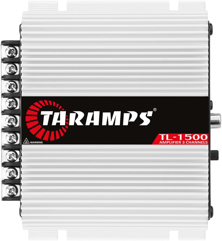 Taramp's TL 1500 Full Range 390 watts RMS 3 Channels Car Audio 2 Stereo Channels 1 Sub Channel Class D Amplifier, RCA/Wire Input, Bass Boost 13.8 VDC System, White