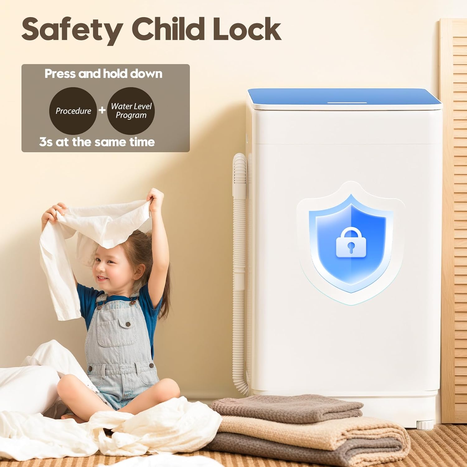 Auertech 18 lbs Portable Washing Machine, Fully Automatic Portable Washer with LED Display, 7 Wash Cycles, 4 Water Levels, Top Load Washing Machine for Apartment, RV, Dorm, Home