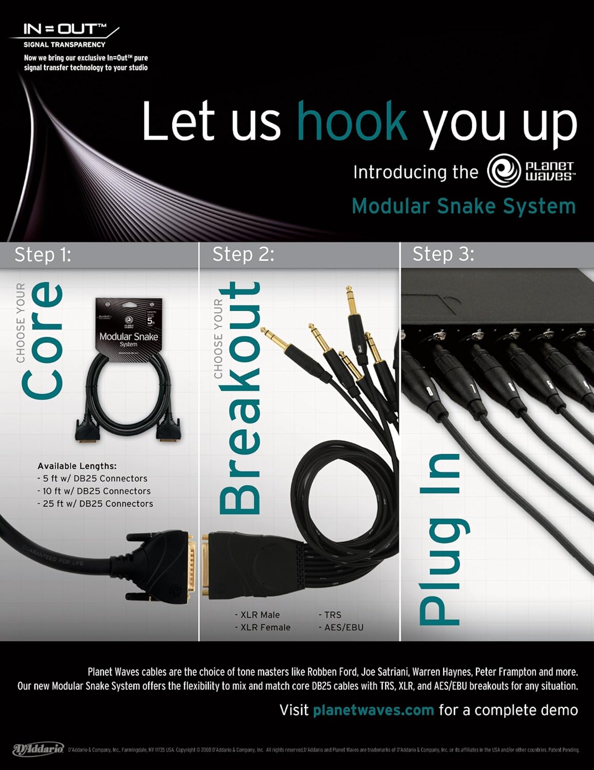 D'Addario Accessories Modular Snake XLR Breakout, 4 Male, 4 Female