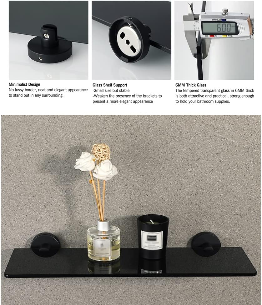 Shower Caddy Glass Bathroom Shelves Organizer, Wall Mount Shower Shelf, Bath Storage, 6MM Tempered Shampoo Rack Bracket, Bathroom Accessories Bathroom Organizer (Color : D)