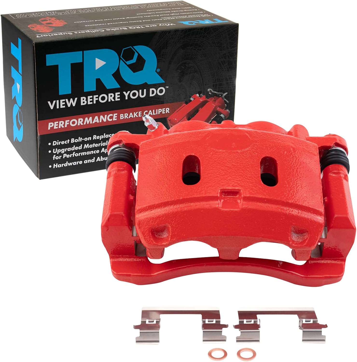 TRQ Performance Front Left Performance Brake Caliper Red Drivers Side Compatible with 2006-2013 INFINITI QX56 2014-2022 QX80 2006-2023 Nissan Armada 2008-2023 TITAN